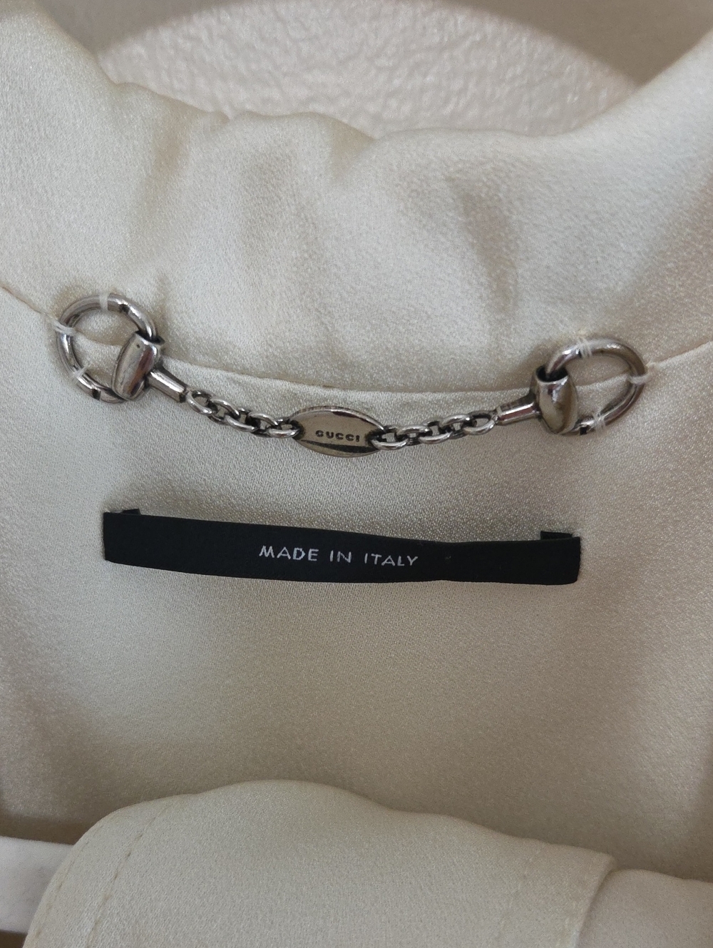 Gucci Cream Coat with Silver Chain Accent